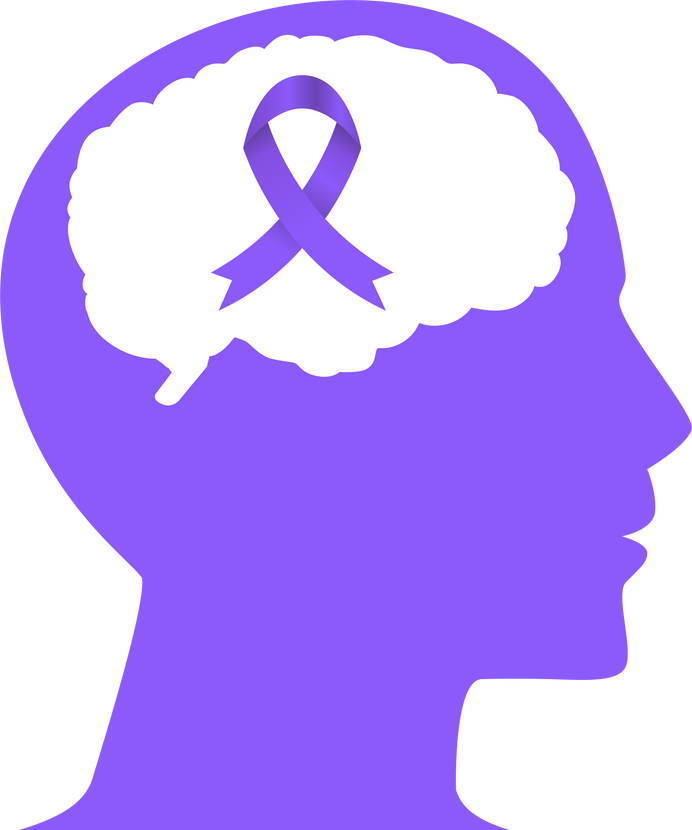 Head with Dementia Awareness Ribbon
